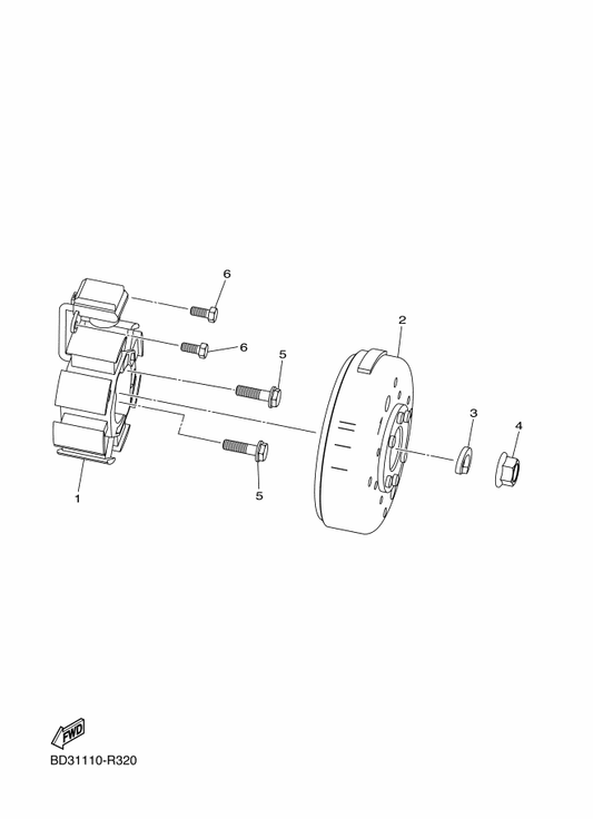 Yamaha BD3-H1353-00 Nut — shown on the Generator parts diagram