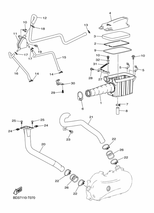 Yamaha BD3-E4159-10 Clip — shown on the Intake parts diagram