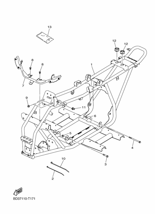 Yamaha BD3-F1110-10 Frame Comp. — shown on the Frame parts diagram