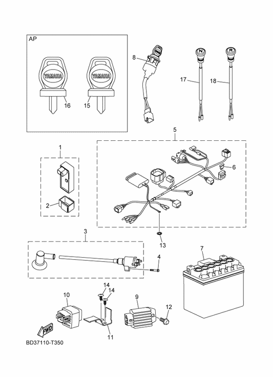 Yamaha BD3-H5546-00 . Band — shown on the Electrical 1 parts diagram