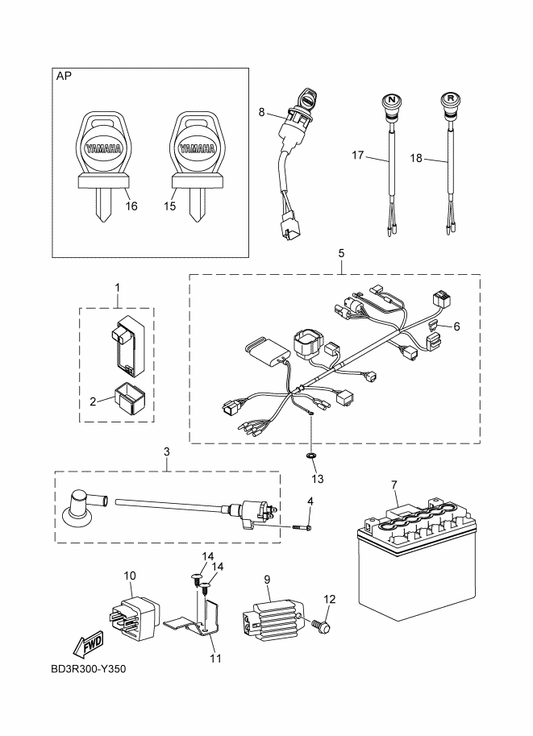 Yamaha BD3-H5546-10 . Band — shown on the Electrical 1 parts diagram