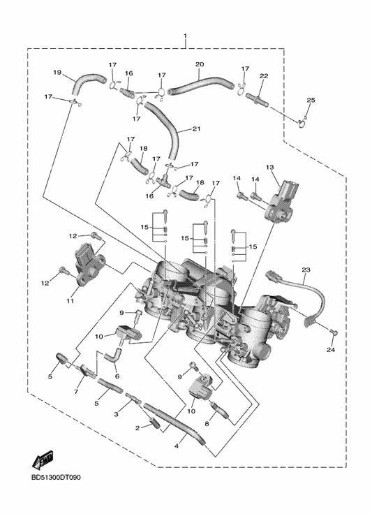 Yamaha B50-1444J-00 . Pipe — shown on the Intake parts diagram