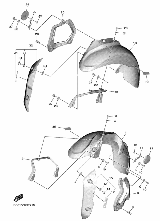 Yamaha 90111-06097 Bolt, Hexagon Socket Button — shown on the Front Fender parts diagram