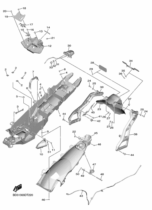 Yamaha 2BS-24747-00 Damper, Seat — shown on the Rear Fender parts diagram