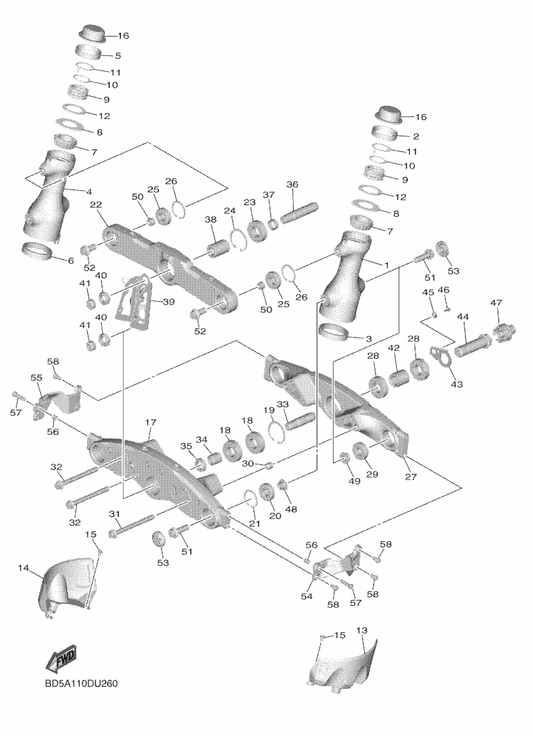 Yamaha 90185-22009 Nut, Self-Locking — shown on the Steering parts diagram