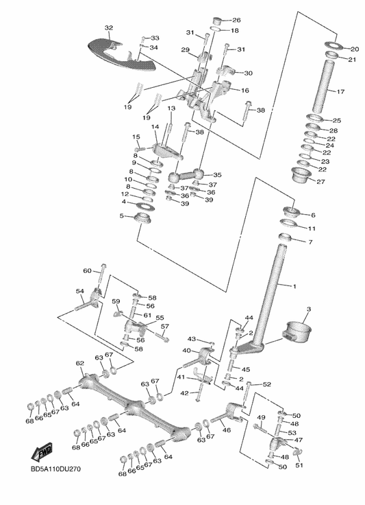 Yamaha 95817-08055 Bolt, Flange — shown on the Steering 2 parts diagram