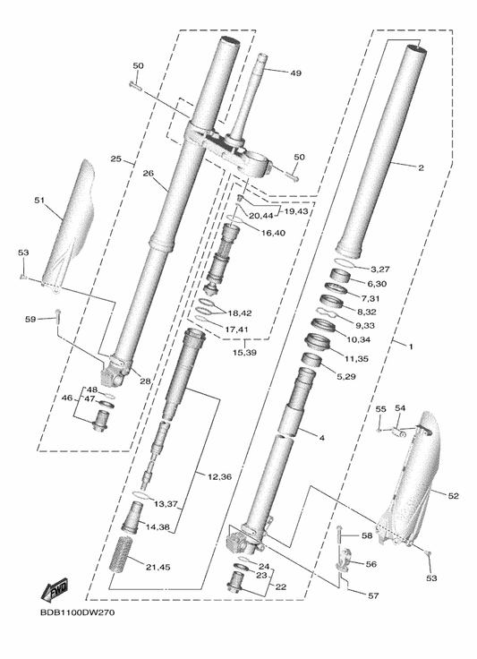 Yamaha 276-23114-01 . . Gasket — shown on the Front Fork parts diagram
