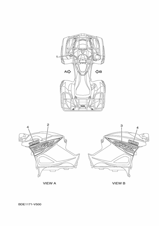 Yamaha BDE-F1782-00 Emblem 2 — shown on the Graphics parts diagram
