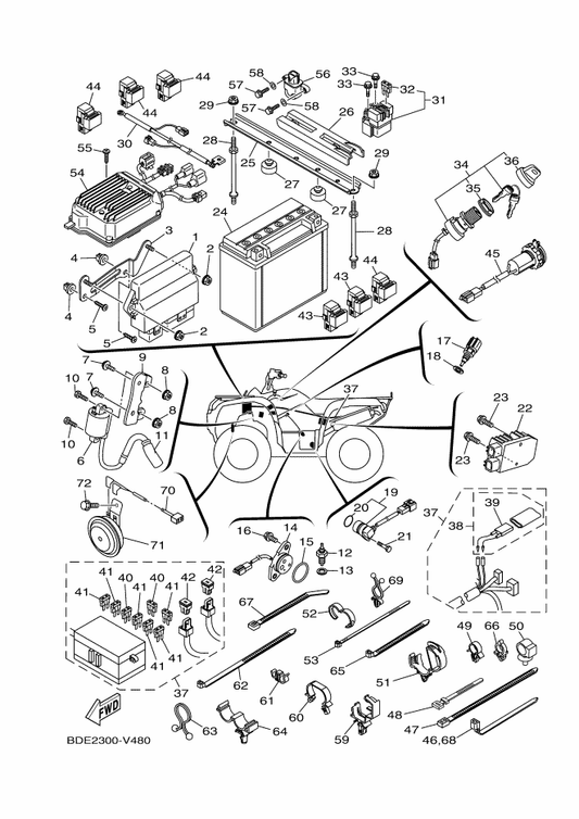 Yamaha B4F-8591A-10 Engine Control Unit Assy — shown on the Electrical 1 parts diagram