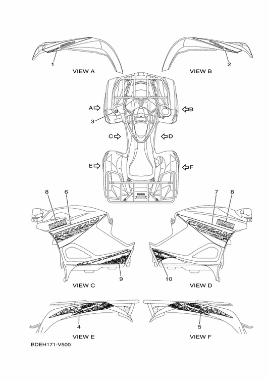 Yamaha BDE-F1781-50 Emblem 1 — shown on the Graphics parts diagram