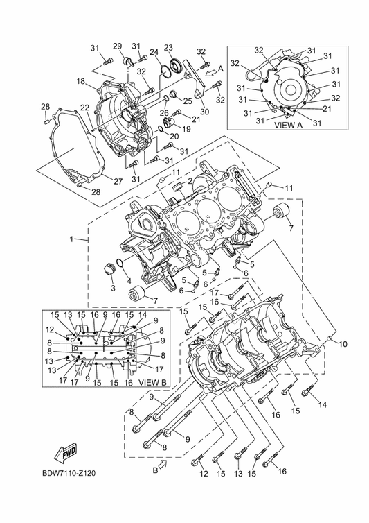 Yamaha 2HC-15461-00 Gasket, Crankcase Cover 2 — shown on the Crankcase parts diagram