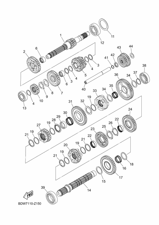 Yamaha 90214-25003 Washer, Claw — shown on the Transmission parts diagram
