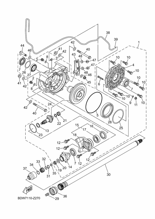 Yamaha 2HC-G6156-00 . Stopper, Ring Gear — shown on the Drive Shaft parts diagram