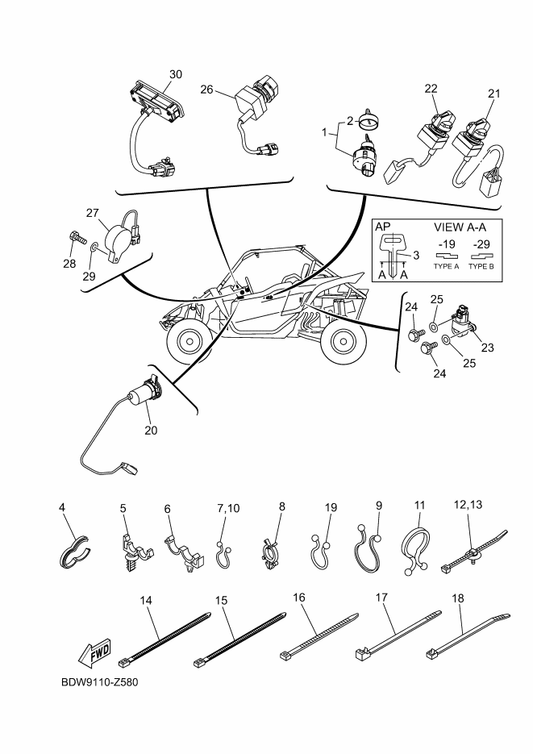 Yamaha BDW-83530-00 Pilot Light Assy — shown on the Electrical 3 parts diagram