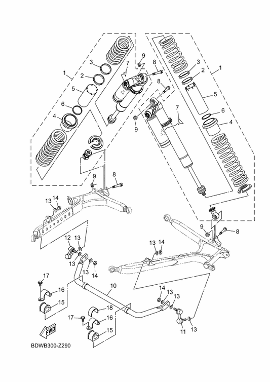 Yamaha BDW-F388D-00 . Slider 1 — shown on the Rear Suspension parts diagram