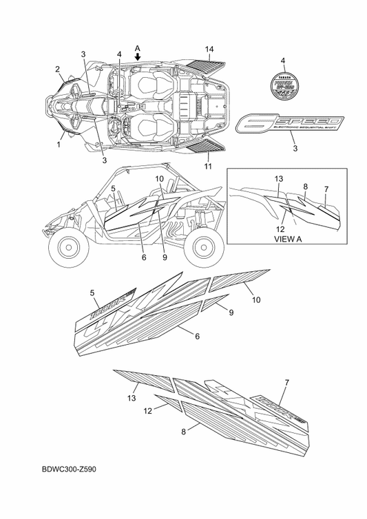 Yamaha BDW-F1781-10 Emblem 1 (Lh) — shown on the Graphics parts diagram