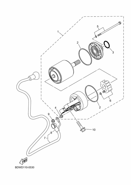 Yamaha 2HC-81890-01 Motor Assy — shown on the Starting Motor parts diagram