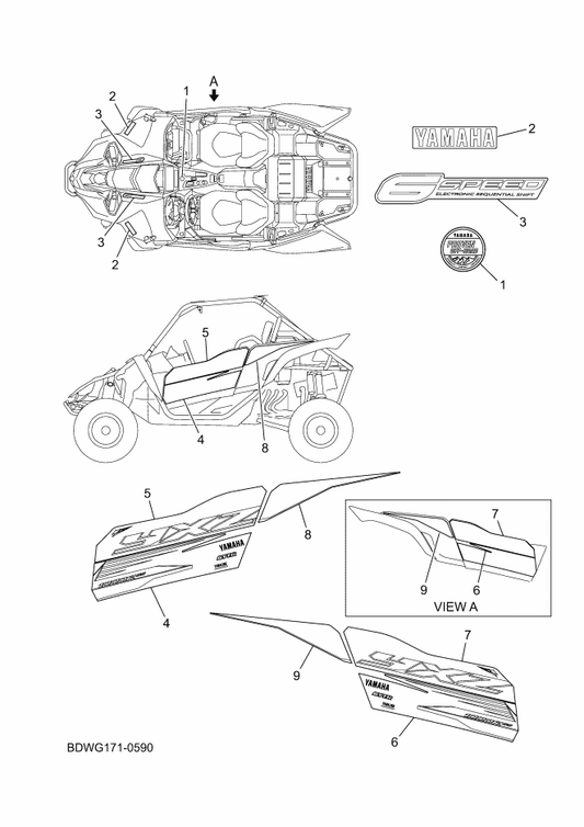 Yamaha BDW-F1781-30 Emblem 1 (Lh) — shown on the Graphics parts diagram