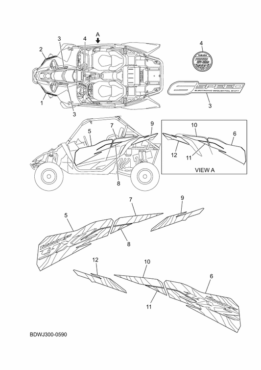 Yamaha BDW-F1784-70 Emblem 4 (Rh) — shown on the Graphics parts diagram