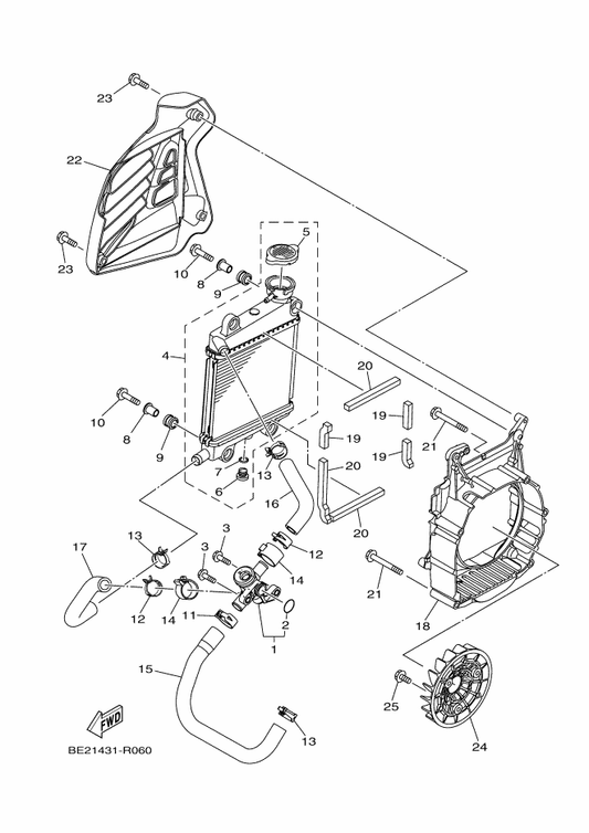 Yamaha 2DS-E240A-00 Radiator Assy — shown on the Radiator & Hose parts diagram