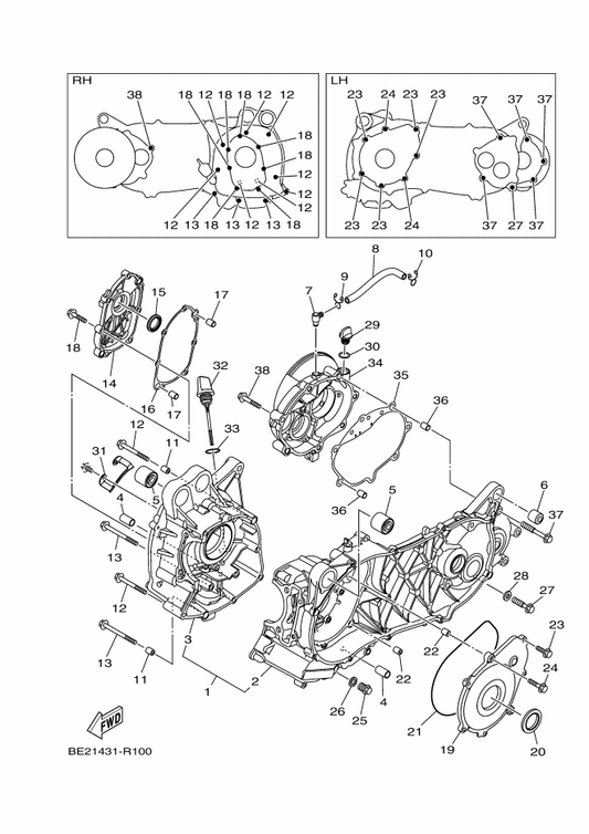 Yamaha 90388-10814 Damper — shown on the Crankcase parts diagram
