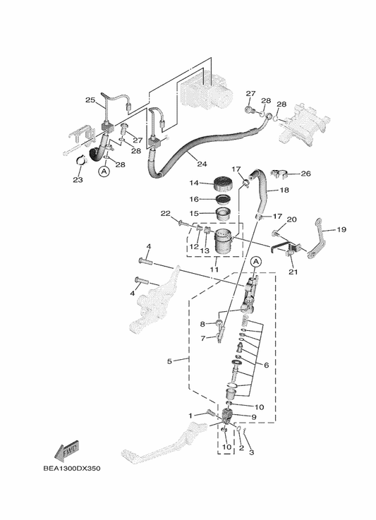 Yamaha BEA-2583V-01 Rr. Master Cylinder Assy. — shown on the Rear Master Cylinder parts diagram