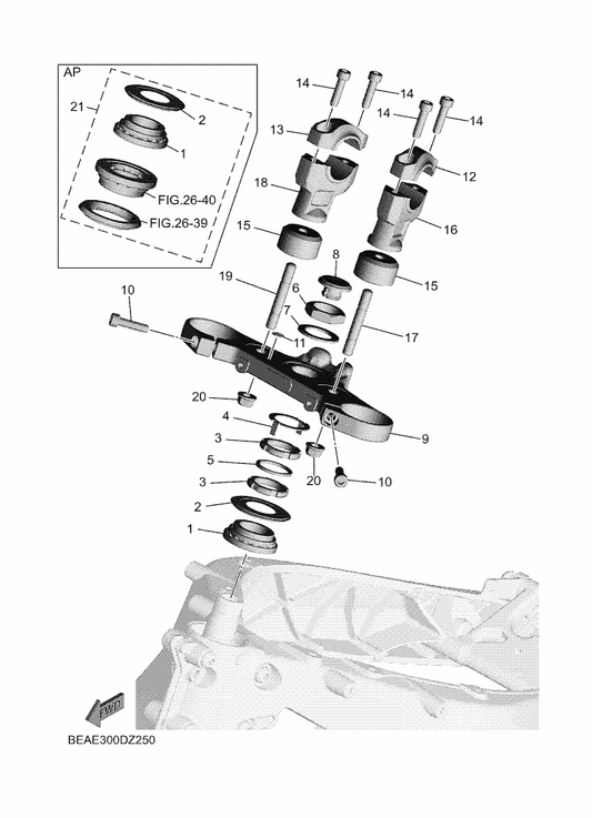 Yamaha BEA-2319U-00 Cap — shown on the Steering parts diagram