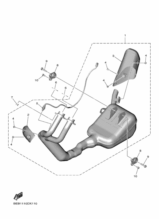 Yamaha BEB-14710-00 Muffler Assy 1 — shown on the Exhaust parts diagram