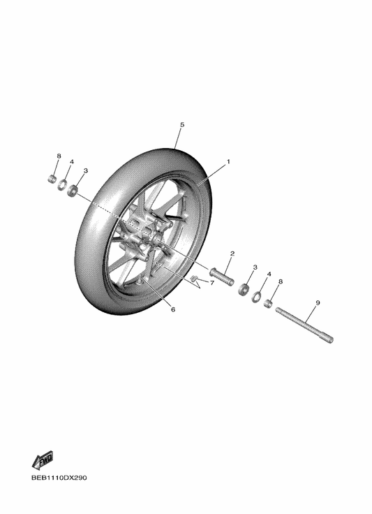 Yamaha 94112-17148 Tire(120/70Zr17M/C 58W S22F E) — shown on the Front Wheel parts diagram