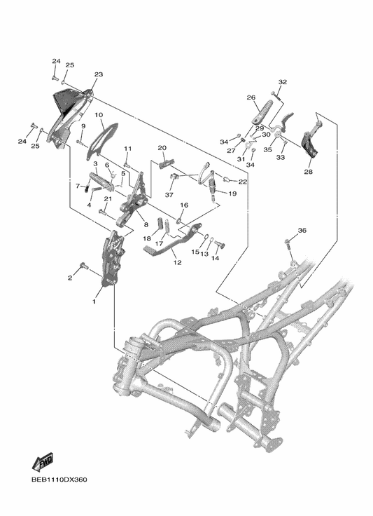 Yamaha BEB-27446-00 Plate 2 — shown on the Stand & Footrest 2 parts diagram