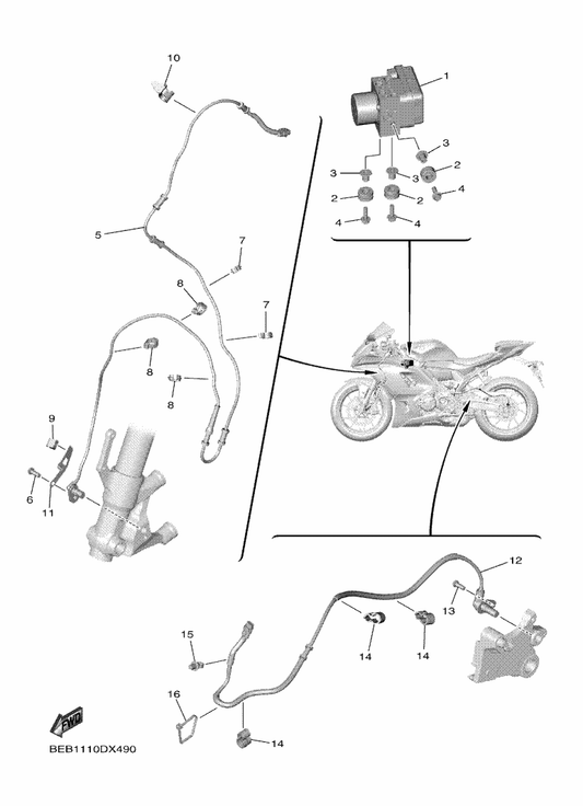 Yamaha BEB-85930-07 Hydraulic Unit Assy — shown on the Electrical 3 parts diagram
