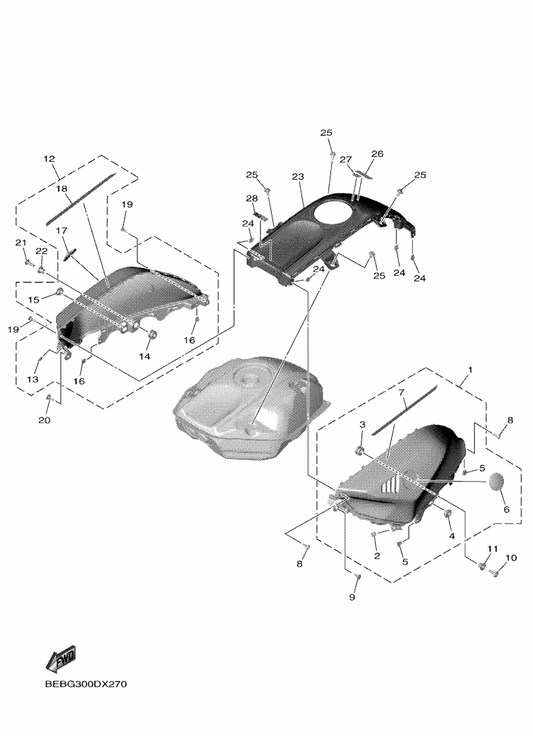 Yamaha BEB-Y2413-20-GE Cover, Tank Side 2 Assy — shown on the Fuel Tank 2 parts diagram