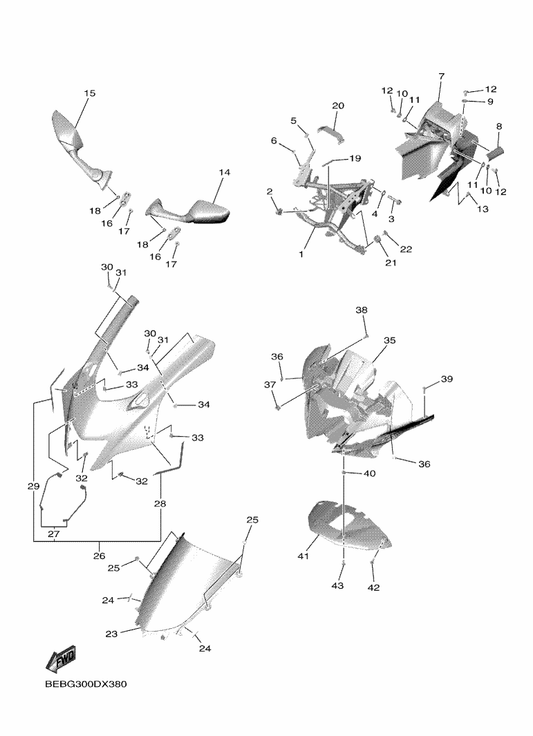 Yamaha BEB-28268-00 Seal 4 — shown on the Cowling 1 parts diagram
