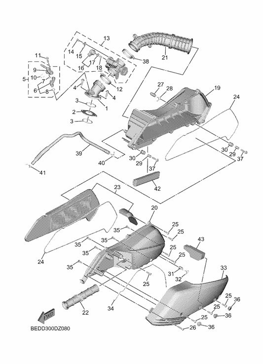 Yamaha 95D32-06030 Bolt, Flange Deep Recess — shown on the Intake parts diagram