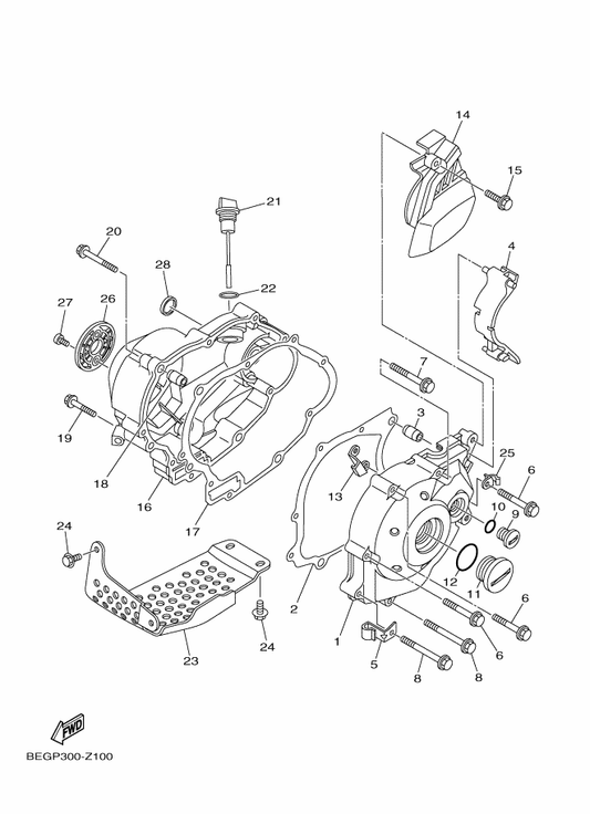 Yamaha 93210-32816 O-Ring — shown on the Crankcase Cover 1 parts diagram