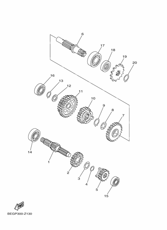 Yamaha 1P6-E7131-20 Gear, 3Rd Pinion (23T) — shown on the Transmission parts diagram