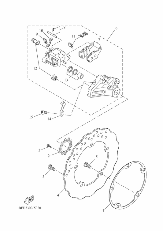 Yamaha 5VK-F5919-20 . Support, Pad — shown on the Rear Brake Caliper parts diagram