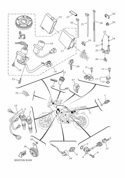 Yamaha B56-8254B-01 Terminal Comp. — shown on the Electrical 2 parts diagram