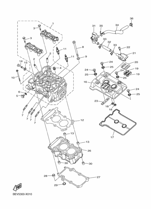 Yamaha B2X-E1102-01 Cylinder Head Assy — shown on the Cylinder Head parts diagram