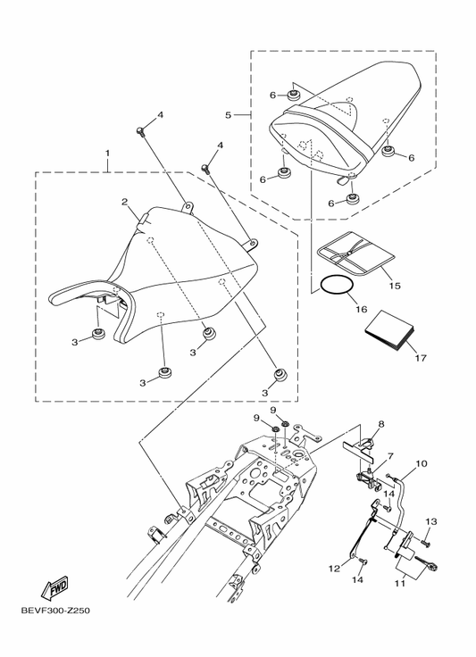 Yamaha 1WD-F4710-03 Single Seat Assy — shown on the Seat parts diagram