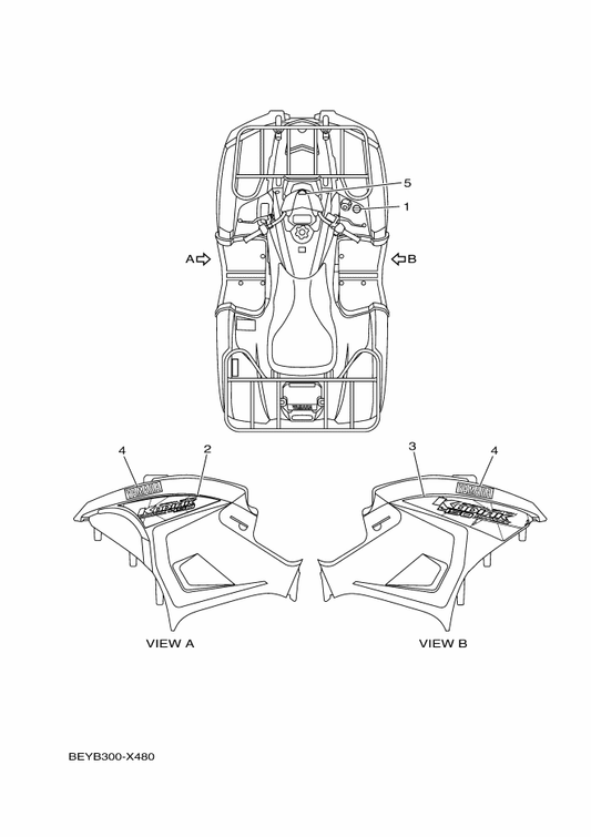 Yamaha BEY-F1781-10 Emblem 1 — shown on the Graphics parts diagram