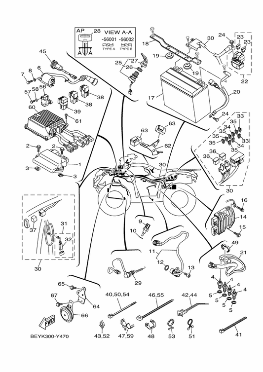 Yamaha B5R-82590-10 Wire Harness Assy — shown on the Electrical 1 parts diagram
