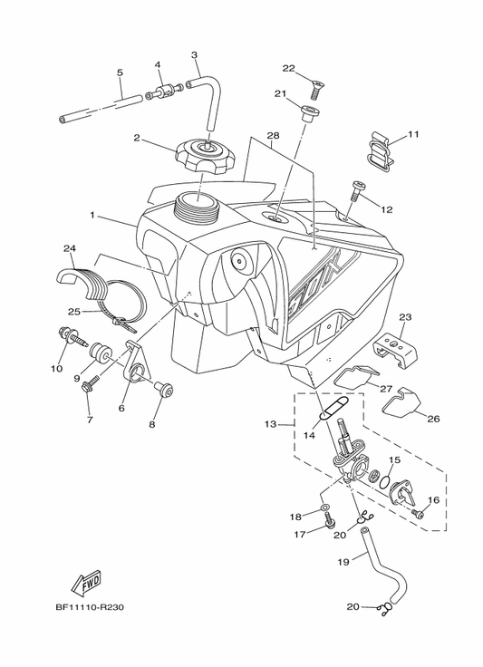 Yamaha 1P8-24182-00 Damper, Locating 2 — shown on the Fuel Tank parts diagram