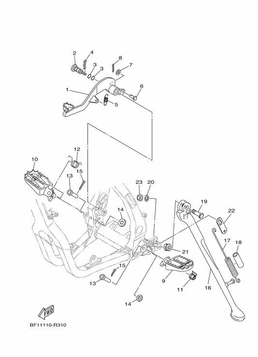 Yamaha 4XM-27200-21 Pedal, Brake — shown on the Stand & Footrest parts diagram