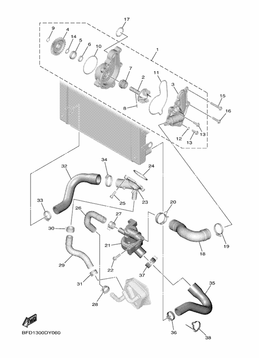 Yamaha B7N-12420-00 Water Pump Assy — shown on the Water Pump parts diagram