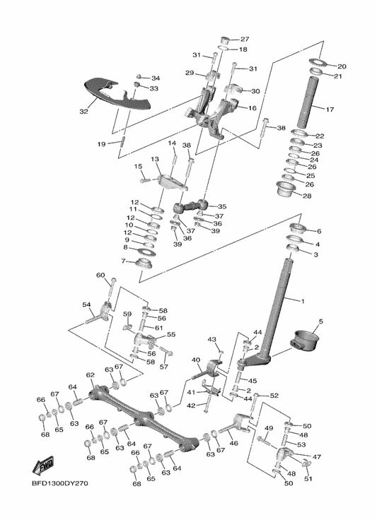 Yamaha 95307-06800 Nut — shown on the Steering 2 parts diagram
