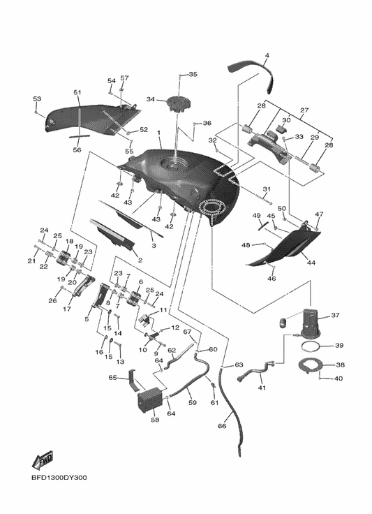 Yamaha 5JJ-82131-00 Band, Battery — shown on the Fuel Tank parts diagram