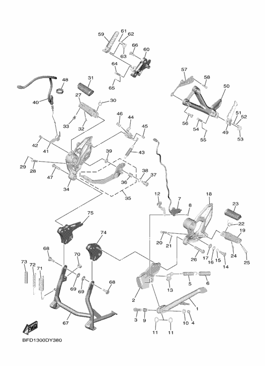 Yamaha 90445-19003 Hose — shown on the Stand & Footrest parts diagram