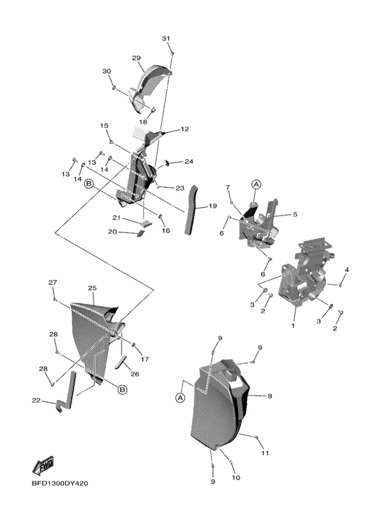 Yamaha 1S4-2414H-00 Damper, Plate 1 — shown on the Cowling 3 parts diagram