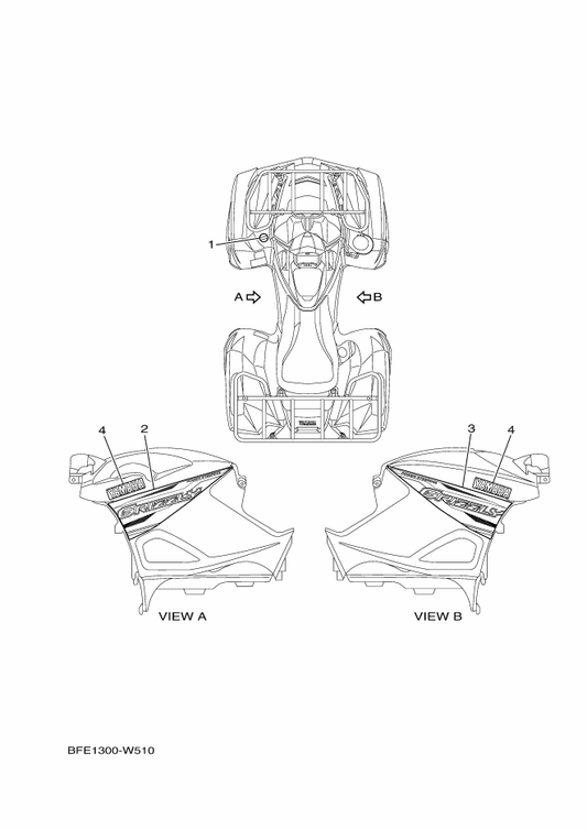 Yamaha BFE-F1782-20 Emblem 2 — shown on the Graphics parts diagram